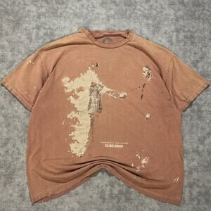 Metro Boomin Heroes & Villains 2022 Graphic T Shirt Brown Distressed Mens XL
